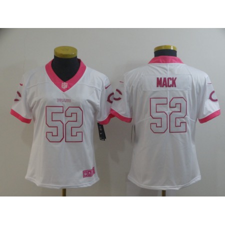 Women's Chicago Bears #52 Khalil Mack White/Pink Vapor Untouchable Limited Stitched NFL Jersey(Run Small)