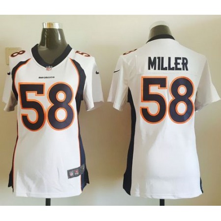 Nike Broncos #58 Von Miller White Women's Stitched NFL Elite Jersey