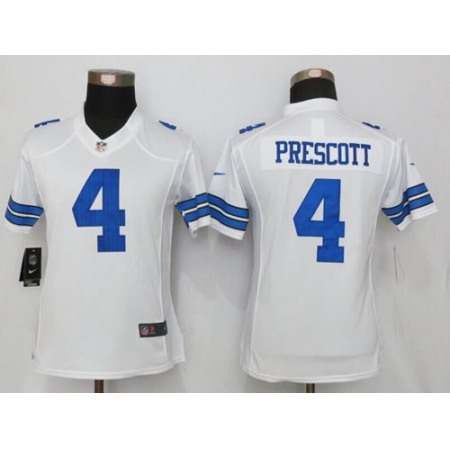 Nike Cowboys #4 Dak Prescott White Women's Stitched NFL Limited Jersey