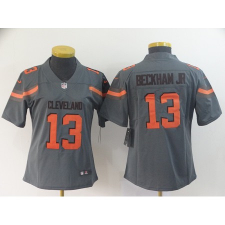 Women's Cleveland Browns #13 Odell Beckham Jr. Gray Inverted Legend Stitched NFL Jersey(Run Small)