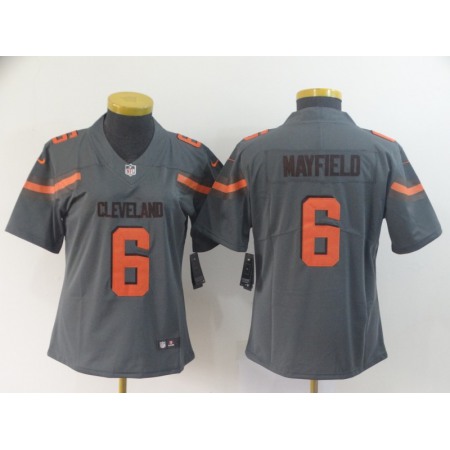 Women's Cleveland Browns #6 Baker Mayfield Gray Inverted Legend Stitched NFL Jersey(Run Small)