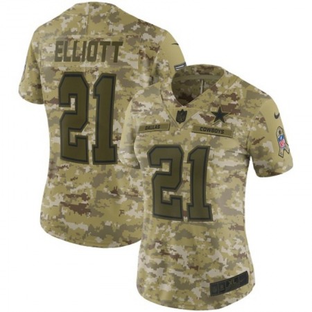 Women's Dallas Cowboys #21 Ezekiel Elliott 2018 Camo Salute to Service Limited Stitched NFL Jersey