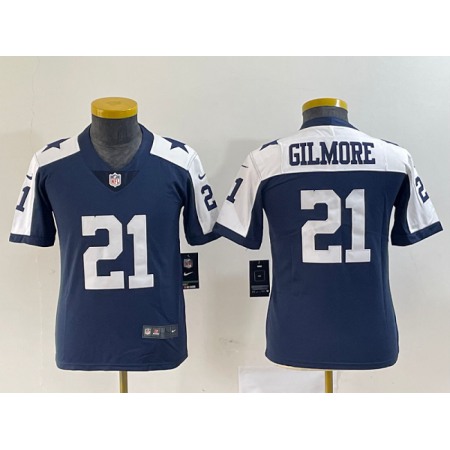 Women's Dallas Cowboys #21 Stephon Gilmore Navy Thanksgiving Limited Stitched Football Jersey(Run Small