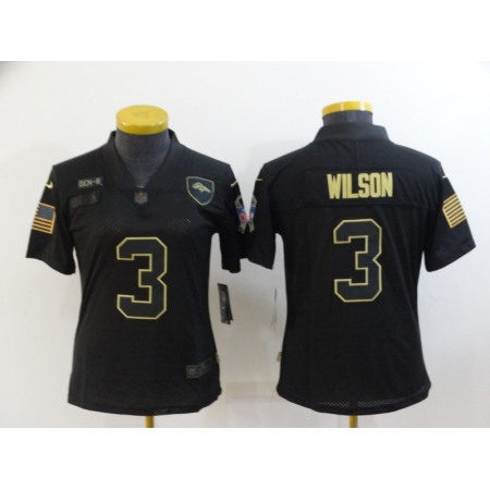 Women's Denver Broncos #3 Russell Wilson Black Salute To Service Limited Stitched Jersey(Run Small)