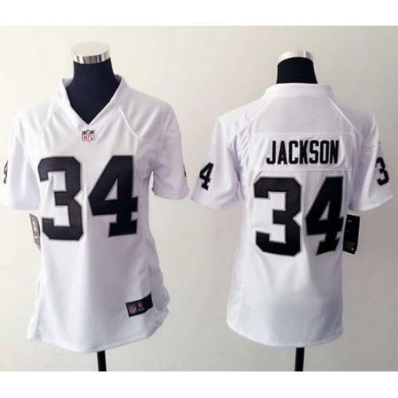 Nike Raiders #34 Bo Jackson White Women's Stitched NFL Elite Jersey