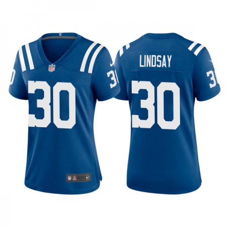 Women's Indianapolis Colts #30 Phillip Lindsay Blue Stitched Jersey(Run Small)