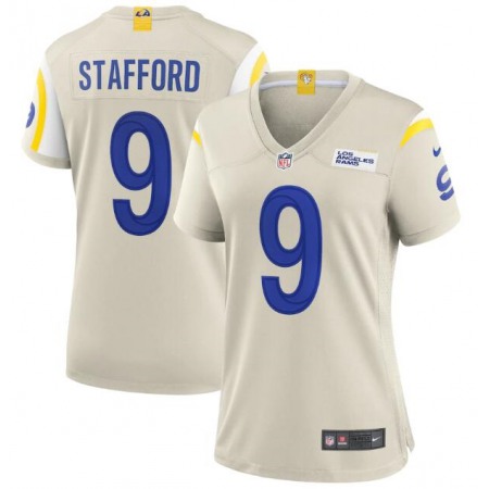 Women's Los Angeles Rams #9 Matthew Stafford Bone Vapor Untouchable Limited Stitched Jersey(Run Small)