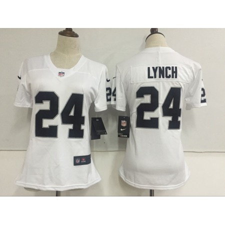 Women's Nike Oakland Raiders #24 Marshawn Lynch White Stitched NFL Vapor Untouchable Limited Jersey