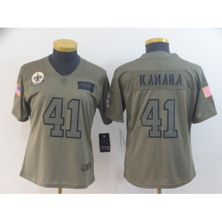 Women's New Orleans Saints #41 Alvin Kamara 2019 Camo Salute To Service Stitched NFL Jersey(Run Small)