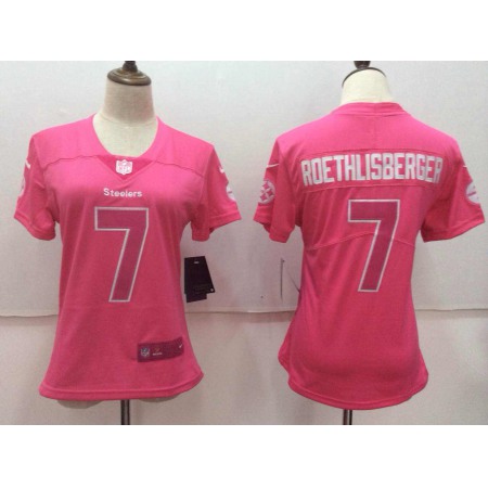 Women's Nike Pittsburgh Steelers #7 Ben Roethlisberger Pink Limited Rush Fashion Stitched NFL Jersey