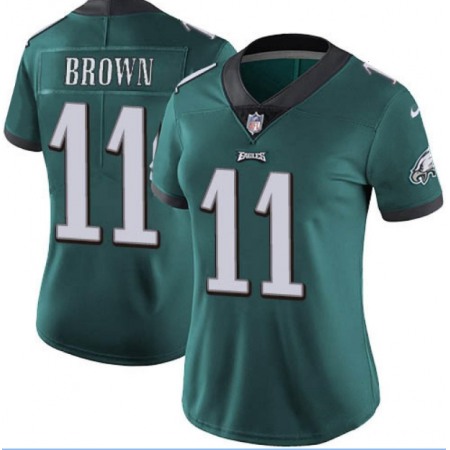 Women's Philadelphia Eagles #11 A.J. Brown Green Vapor Untouchable Limited Stitched Football Jersey(Run Small)