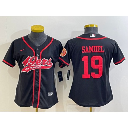 Women's San Francisco 49ers #19 Deebo Samuel Black With Patch Cool Base Stitched Baseball Jersey(Run Small)