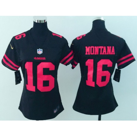 Women's Nike San Francisco 49ers #16 Joe Montana Black Vapor Untouchable Limited Stitched NFL Jersey