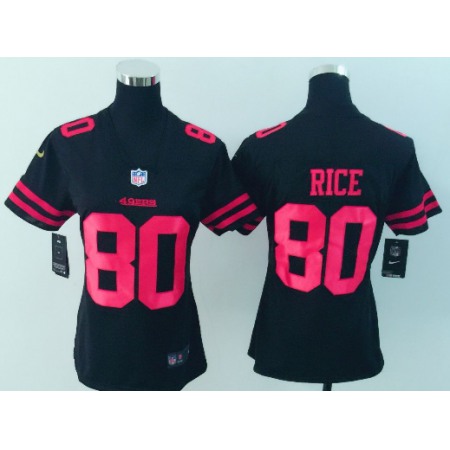 Women's Nike San Francisco 49ers #80 Jerry Rice Black Vapor Untouchable Limited Stitched NFL Jersey