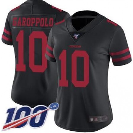 Women's San Francisco 49ers #10 Jimmy Garoppolo 2019 Black 100th Season Vapor Untouchable Limited Stitched Jersey