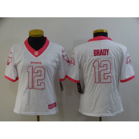 Women's Tampa Bay Buccaneers #12 Tom Brady White And Pink Vapor Untouchable Limited Stitched NFL Jersey(Run Small)