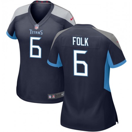 Women's Tennessee Titans #6 Nick Folk Navy Stitched Football Jersey(Run Small)