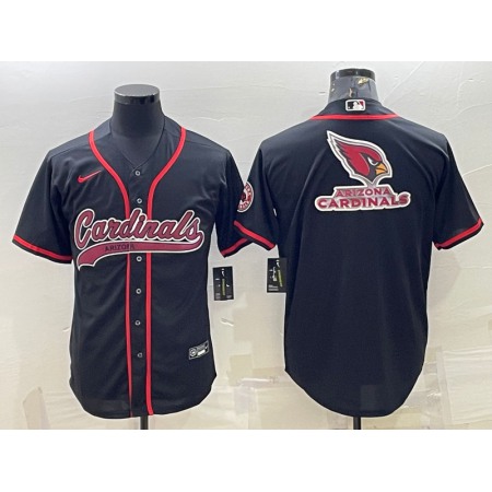 Men's Arizona Cardinals Black Team Big Logo With Patch Cool Base Stitched Baseball Jersey