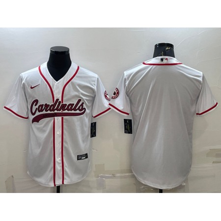 Men's Arizona Cardinals Blank White With Patch Cool Base Stitched Baseball Jersey