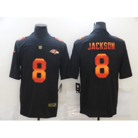 Men's Baltimore Ravens #8 Lamar Jackson 2020 Black Fashion Limited Stitched Jersey