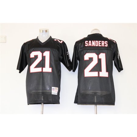 Mitchell And Ness Falcons #21 Deion Sanders Black Stitched Throwback NFL Jersey