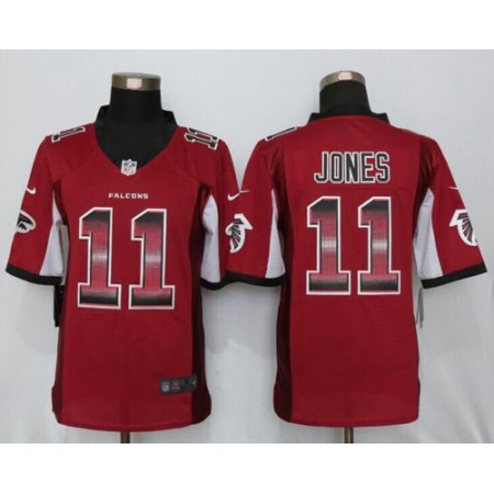 Nike Falcons #11 Julio Jones Red Team Color Men's Stitched NFL Limited Strobe Jersey