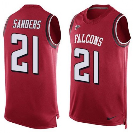 Nike Falcons #21 Deion Sanders Red Team Color Men's Stitched NFL Limited Tank Top Jersey