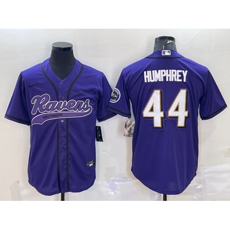 Men's Baltimore Ravens #44 Marlon Humphrey Purple With Patch Cool Base Stitched Baseball Jersey