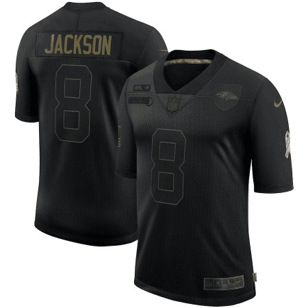 Men's Baltimore Ravens #8 Lamar Jackson Black 2020 Salute To Service Limited Stitched Jersey