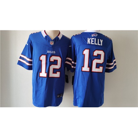 Men's Buffalo Bills #12 Jim Kelly Blue 2023 F.U.S.E. Vapor Untouchable Limited Stitched Jersey