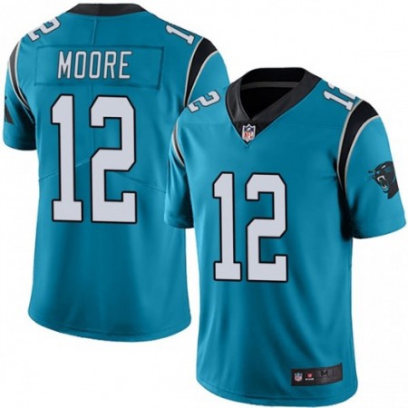 Men's Carolina Panthers #12 DJ Moore Blue Vapor Untouchable Limited Stitched Jersey