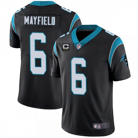 Men's Carolina Panthers #6 Baker Mayfield Black With 3-star C Patch Vapor Untouchable Limited Stitched Jersey