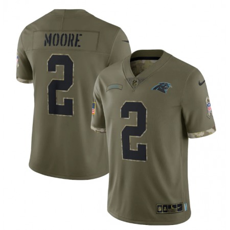 Men's Carolina Panthers #2 D.J. Moore Olive 2022 Salute To Service Limited Stitched Jersey