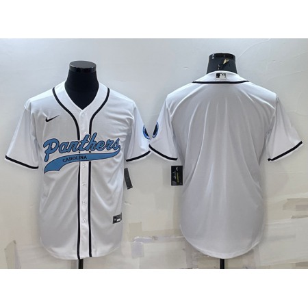 Men's Carolina Panthers Blank White With Patch Cool Base Stitched Baseball Jersey