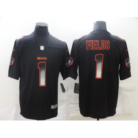 Men's Chicago Bears #1 Justin Fields Black Smoke Fashion Limited Stitched Jersey