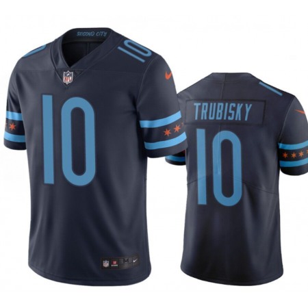 Men's Chicago Bears #10 Mitchell Trubisky Navy 2019 City Edition Limited Stitched NFL Jersey