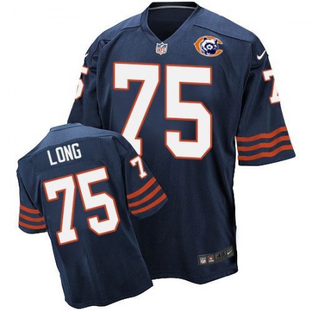 Nike Bears #75 Kyle Long Navy Blue Throwback Men's Stitched NFL Elite Jersey