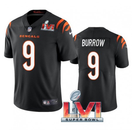 Men's Cincinnati Bengals #9 Joe Burrow 2022 Black Super Bowl LVI Vapor Limited Stitched Jersey