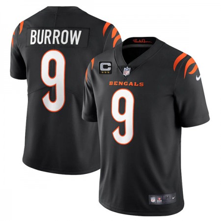 Men's Cincinnati Bengals #9 Joe Burrow 2022 Black With 3-star C Patch Vapor Limited Stitched Jersey