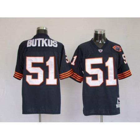 Mitchell & Ness Bears #51 Dick Butkus Blue With Big Number Bear Patch Stitched Throwback NFL Jersey