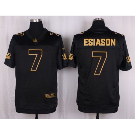 Nike Bengals #7 Boomer Esiason Black Men's Stitched NFL Elite Pro Line Gold Collection Jersey