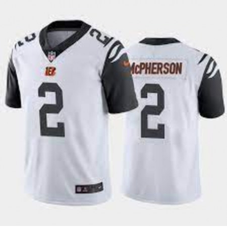 Men's Cincinnati Bengals #2 Evan McPherson White Color Rush Stitched Jersey