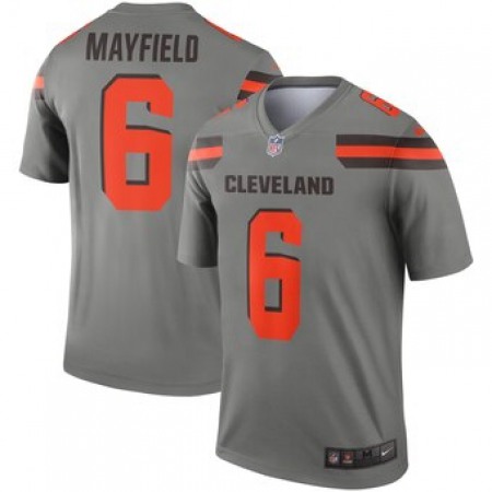 Men's Cleveland Browns #6 Baker Mayfield Gray Inverted Legend Jersey