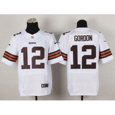 Nike Browns #12 Josh Gordon White Men's Stitched NFL Elite Jersey