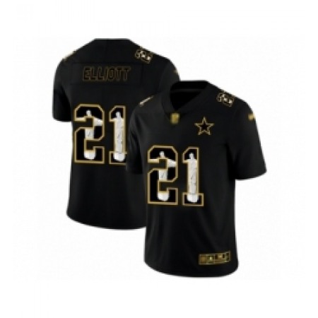 Men's Dallas Cowboys #21 Ezekiel Elliott Black Jesus Faith Edition Limited Stitched Jersey