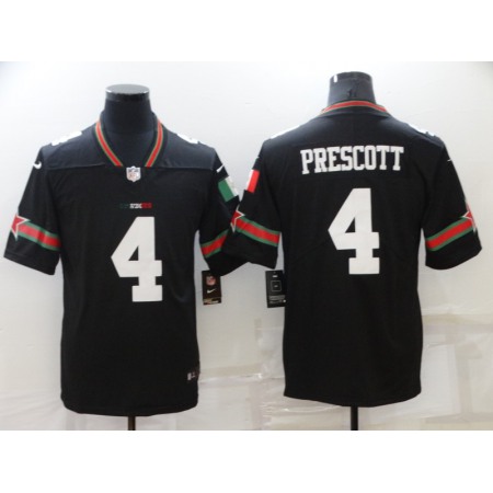 Men's Dallas Cowboys #4 Dak Prescott Black Mexico Stitched Jersey