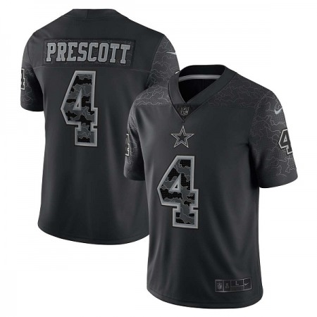 Men's Dallas Cowboys #4 Dak Prescott Black Reflective Limited Stitched Football Jersey