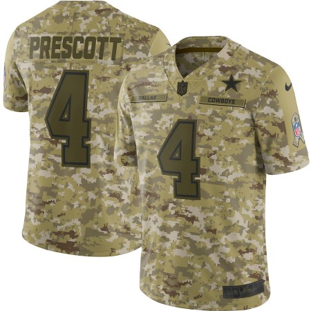 Men's Dallas Cowboys #4 Dak Prescott 2018 Camo Salute to Service Limited Stitched NFL Jersey