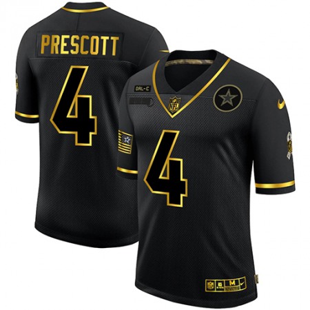 Men's Dallas Cowboys #4 Dak Prescott 2020 Black/Gold Salute To Service Limited Stitched Jersey