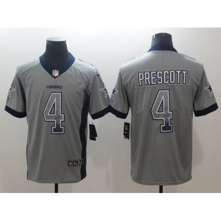 Men's Dallas Cowboys #4 Dak Prescott Gray 2018 Drift Fashion Color Rush Limited Stitched NFL Jersey